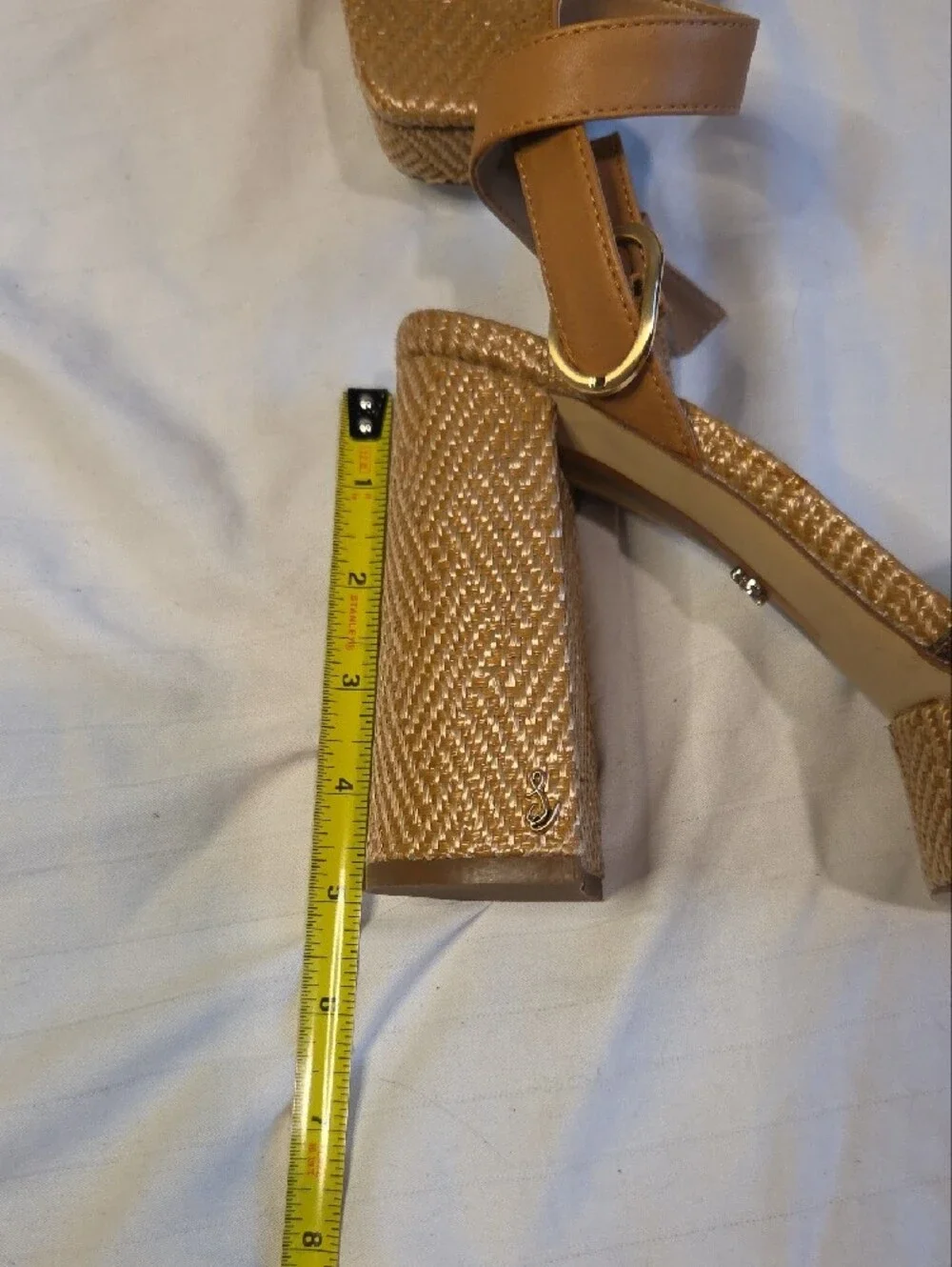 Sam Edelman Tan Platform Sandals with Patterned Straps Sz 8